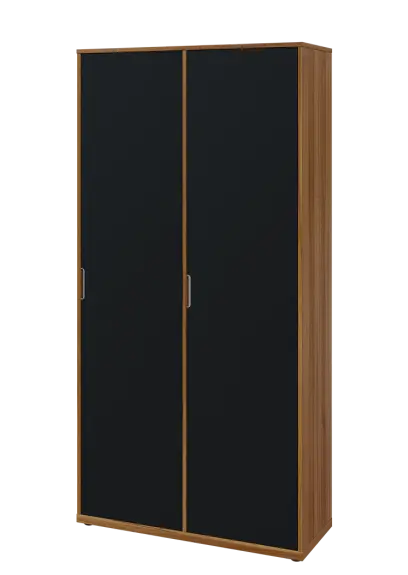 KSR6-81 P skříň šatní, 2x výsuvné ramínko, 2053x1022x400 mm, provedení pravé, ořech světlý/černá